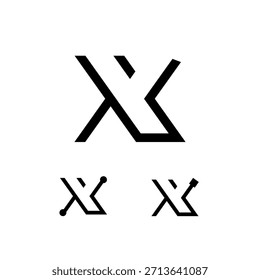 Letra técnica X, alfabeto digital cyber font, incluyendo el conjunto de tres letras diferentes, Ilustración vectorial 10EPS