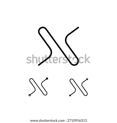 Technical letter X, digital alphabet trendy font made in thin line, including set of three different letter, vector illustration 10EPS