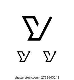 Technical letter Y, digital alphabet cyber font, including set of three different letter, vector illustration 10EPS