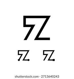 Letra técnica Z, alfabeto digital cyber font, incluyendo el conjunto de tres letras diferentes, Ilustración vectorial 10EPS