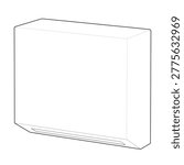 Technical line art drawing featuring an isometric commercial washroom paper towel dispenser This unbranded wall mounted c-fold tissue holder is optimized for public restroom mockups and janitorial sanitation infographics