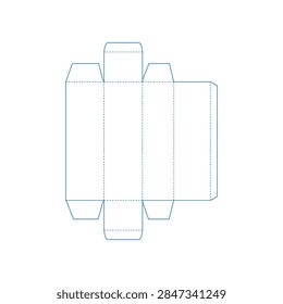 A technical line drawing showing the flat layout and die cut pattern of a rectangular paper box for packaging design
