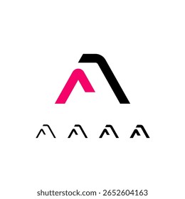 Technical logo Letter A, digital cyber space alphabet font, set of four different thicknesses of the (regular, medium, bold, thick) made stencil style