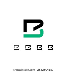 Logotipo técnico Letra B, fonte alfabética digital cyber space, conjunto de quatro espessuras diferentes do estilo de estêncil feito (regular, médio, negrito, grosso)