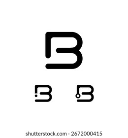 Technisches Logo Buchstabe B, digitale Schrift des Cyber-Space-Alphabets, Satz von drei verschiedenen Symbolen