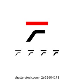 Technical logo Letter F, digital cyber space alphabet font, set of four different thicknesses of the (regular, medium, bold, thick) made stencil style