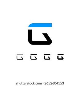 Logotipo técnico Letra G, fuente digital del alfabeto del espacio cibernético, conjunto de cuatro espesores diferentes del estilo de la plantilla hecha (regular, Mediano, negrita, grueso)