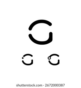 Technisches Logo Buchstabe G, digitale Schrift des Cyberspace-Alphabets, Satz von drei verschiedenen Symbolen