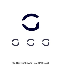 Logotipo técnico Letra G, fuente digital del alfabeto del espacio cibernético, conjunto de tres estilos diferentes de la plantilla hecha