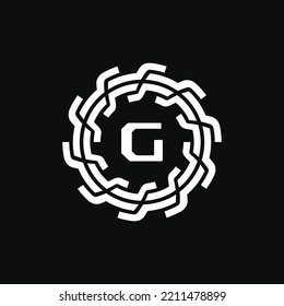 technical logo letter G. logo emblem circle straight, firm and rigid. suitable for engineering and related fields