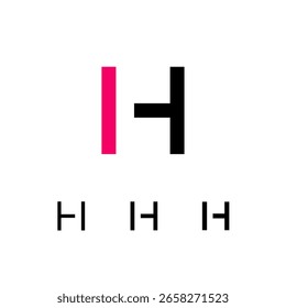 Logotipo técnico Letra H, fonte alfabética digital cyber space, conjunto de quatro espessuras diferentes do estilo estêncil feito (regular, negrito, grosso)
