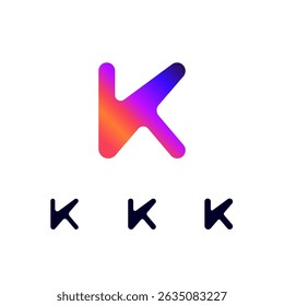 Technical logo Letter K, digital cyber space alphabet font, set of three different thicknesses of the (regular, bold, thick) made futuristic style