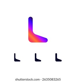 Logotipo técnico Letra L, fonte alfabética digital cyber space, conjunto de três espessuras diferentes do estilo futurista feito (regular, negrito, grosso)