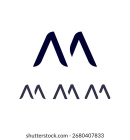 Logotipo técnico Letra M, fonte alfabética digital cyber space, conjunto de três diferentes do estilo de estêncil feito