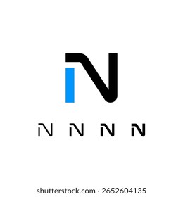 Logotipo técnico Letra N, fonte alfabética digital cyber space, conjunto de quatro espessuras diferentes do estilo de estêncil feito (regular, médio, negrito, grosso)