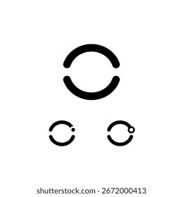 Logotipo técnico Letra O, fuente digital del alfabeto del espacio cibernético, conjunto de tres símbolos diferentes