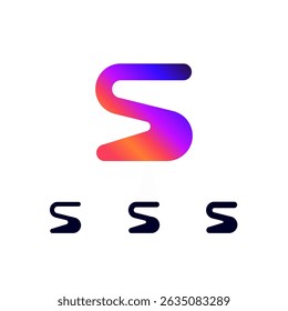 Technical logo Letter S, digital cyber space alphabet font, set of three different thicknesses of the (regular, bold, thick) made futuristic style