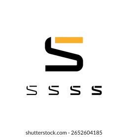 Technical logo Letter S, digital cyber space alphabet font, set of four different thicknesses of the (regular, medium, bold, thick) made stencil style