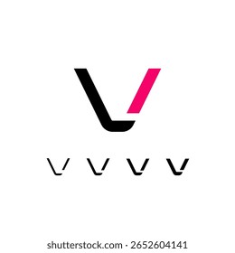 Logotipo técnico Letra V, fonte alfabética digital cyber space, conjunto de quatro espessuras diferentes do estilo de estêncil feito (regular, médio, negrito, grosso)