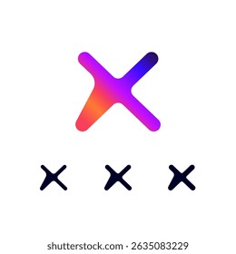 Technical logo Letter X, digital cyber space alphabet font, set of three different thicknesses of the (regular, bold, thick) made futuristic style