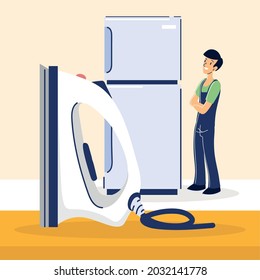 trabajadores técnicos y electrodomésticos