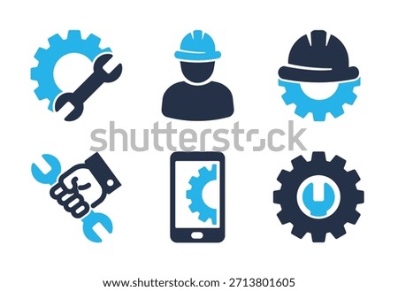 Technical and Mechanic Service icon set. Solid glyph series icons