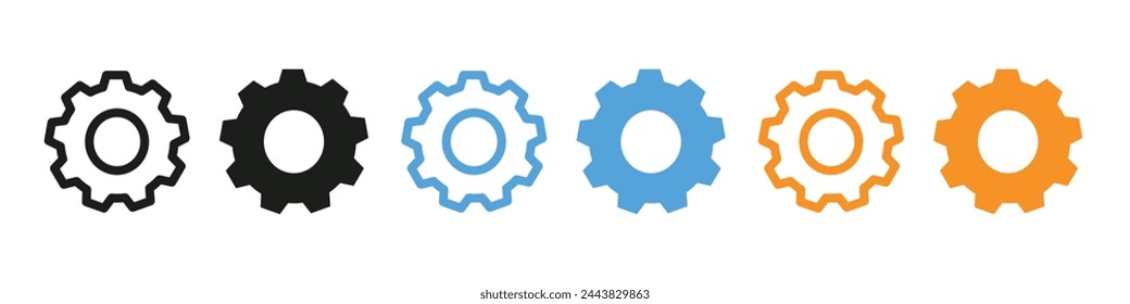 Technical and Mechanical Process Icons Featuring Cogwheels and Gears in Vector Format