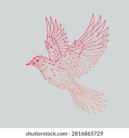 Technical mesh bird illustration for science, data, and innovative tech concepts.