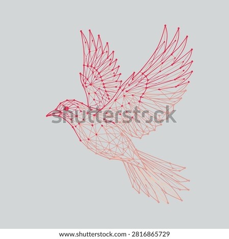 Technical mesh bird illustration for science, data, and innovative tech concepts.
