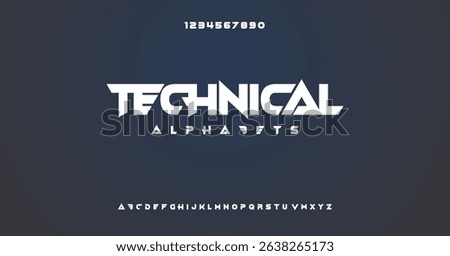 Technical minimal modern logo alphabet font. Typography abstract minimalist sans serif technology, electronic, digital, music, movie, creative logos fonts. vector illustration