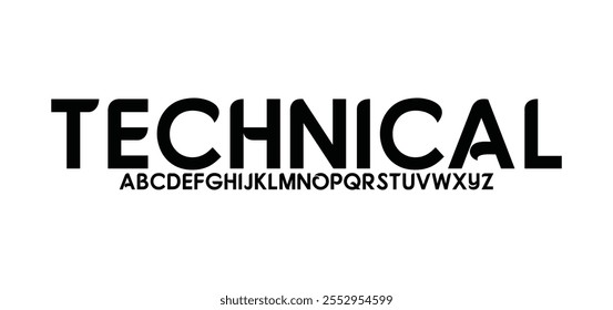 Technical, Modern minimal abstract alphabet fonts. Typography technology, electronic, movie, digital, music, future, logo creative font.