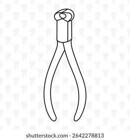 Technical nippers, sketch outline silhouette of a dental instrument for prosthetics