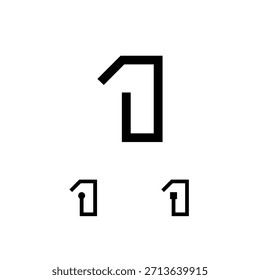 Technical number 1, digital numeral one, including set of three different cyber numbers, vector illustration 10EPS