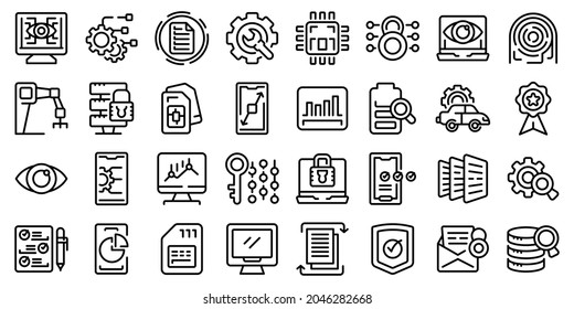 Technical Overview Icons Set Outline Vector Stock Vector (Royalty Free ...