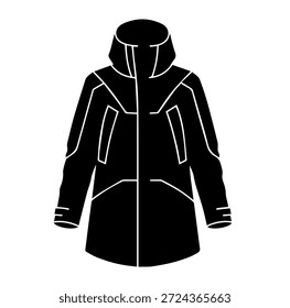 Silhueta de jaqueta Parka técnica, impermeável com capuz exterior Outterwear Vetor Design