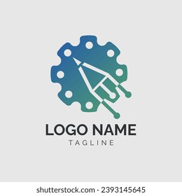 Technical pen logo with tagline