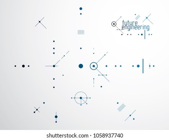 Technical plan, abstract engineering draft for use in graphic and web design. Vector drawing of industrial system created with lines and circles.