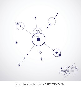 Technical plan, abstract engineering draft for use in graphic and web design. Vector drawing of industrial system created with lines and circles.