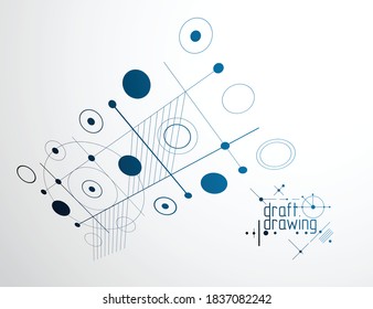 Technical plan, abstract engineering draft for use in graphic and web design. Vector drawing of industrial system created with lines and circles.