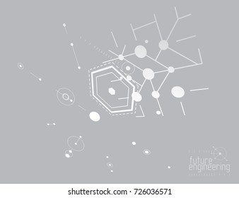 Technical plan, abstract engineering draft for use in graphic and web design. Vector drawing of industrial system created with lines and circles.