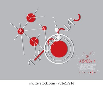 Technical plan, abstract engineering draft for use in graphic and web design. Vector drawing of industrial system created with lines and circles. Artistic graphic illustration.