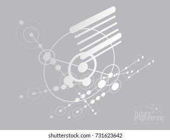 Technical plan, abstract engineering draft for use in graphic and web design. Vector drawing of industrial system created with lines and circles.