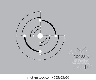 Technical plan, abstract engineering draft for use in graphic and web design. Vector drawing of industrial system created with lines and circles. Artistic graphic illustration.