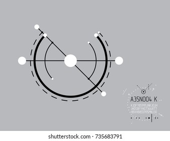 Technical plan, abstract engineering draft for use in graphic and web design. Vector drawing of industrial system created with lines and circles. Artistic graphic illustration.