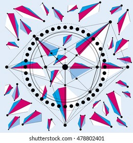 Technical plan, engineering draft. Vector drawing of industrial system with mechanical parts, for use in graphic and web design.