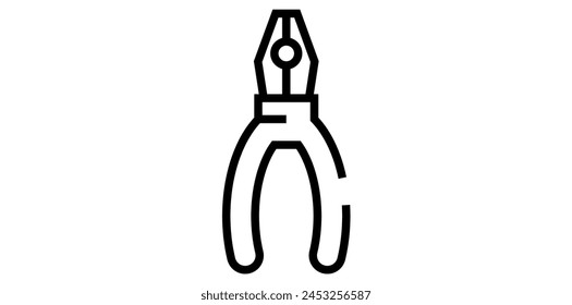Technical Pliers Tool Outline Style Icon, Construction Industry Symbol Vector Illustration.
