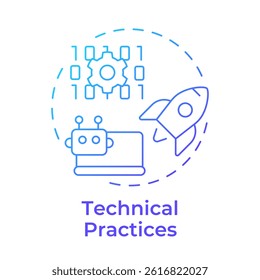 Technical practices blue gradient concept icon. Software development, service management. Round shape line illustration. Abstract idea. Graphic design. Easy to use in blog post, presentation