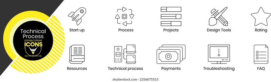 TECHNICAL PROCESS EDITABLE STROKE ICON