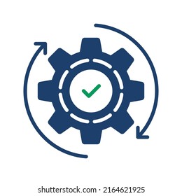 icono de proceso técnico con rueda cognitiva abstracta. diseño en estilo plano o estrategia logotipo gráfico para negocios o web. concepto de trabajo óptimo o automatización metodológica o productividad de kpi