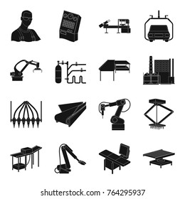Technical progress and other web icon in black style.Equipment and machinery of the enterprise icons in set collection.